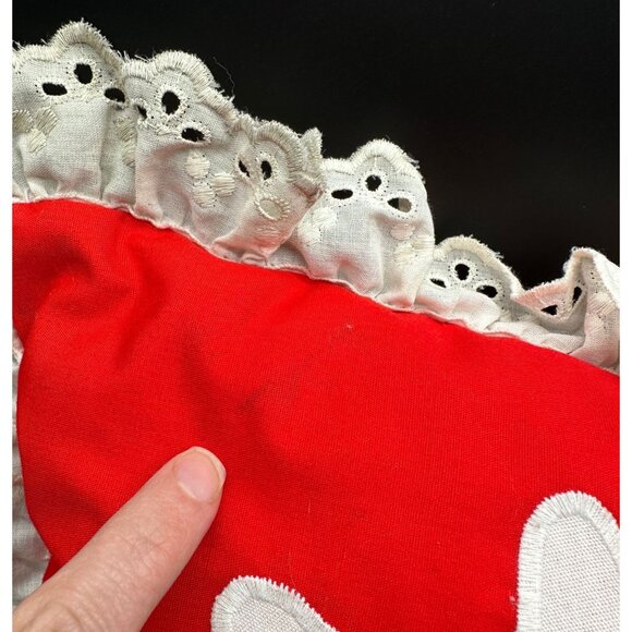 Vintage Throw Pillow Floral Handmade Red White Lace Calla Lily Flower Retro - Picture 7 of 9